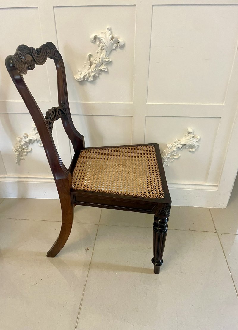 Outstanding Quality Antique Regency Set of 8 Carved Rosewood Dining Chairs - Image 9